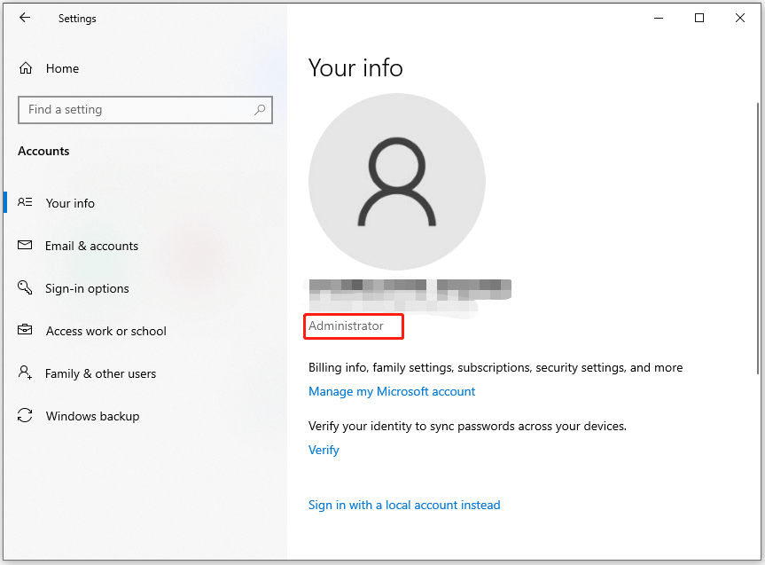 check if your account is Administrator