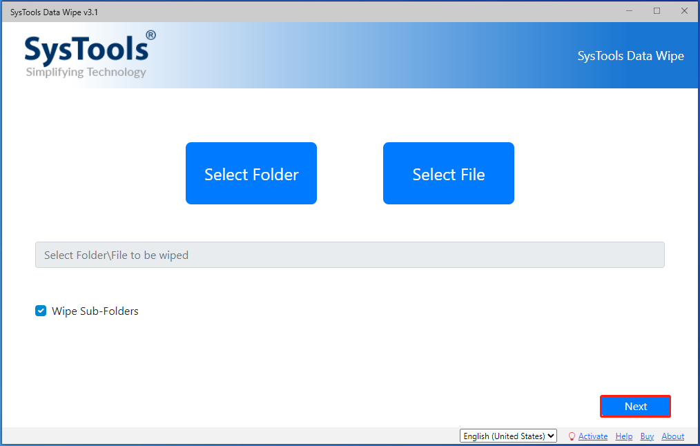 select file or folder and click Next