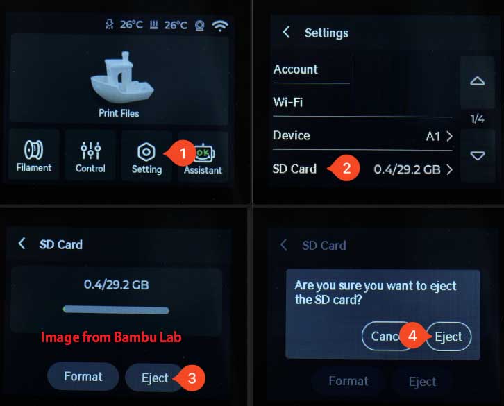 eject Bambu Lab SD card
