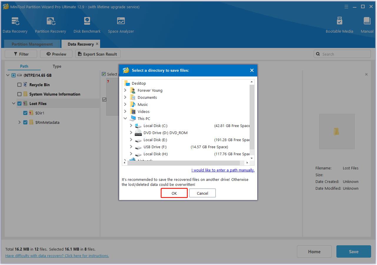 select a directory to save files