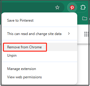 remove the extension from the Chrome