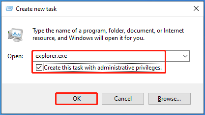 create Explorer with administrative privileges