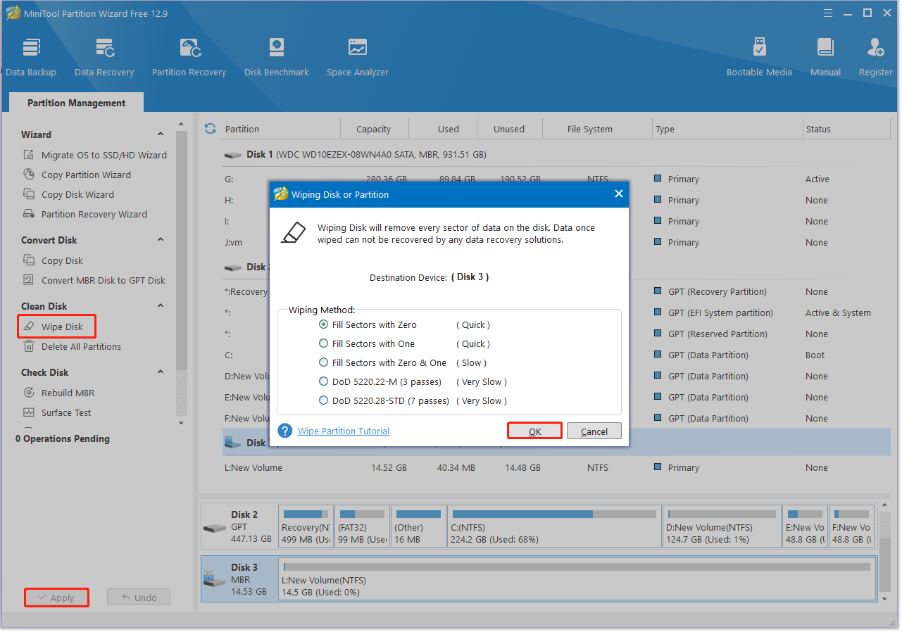 wipe USB with Partition Magic