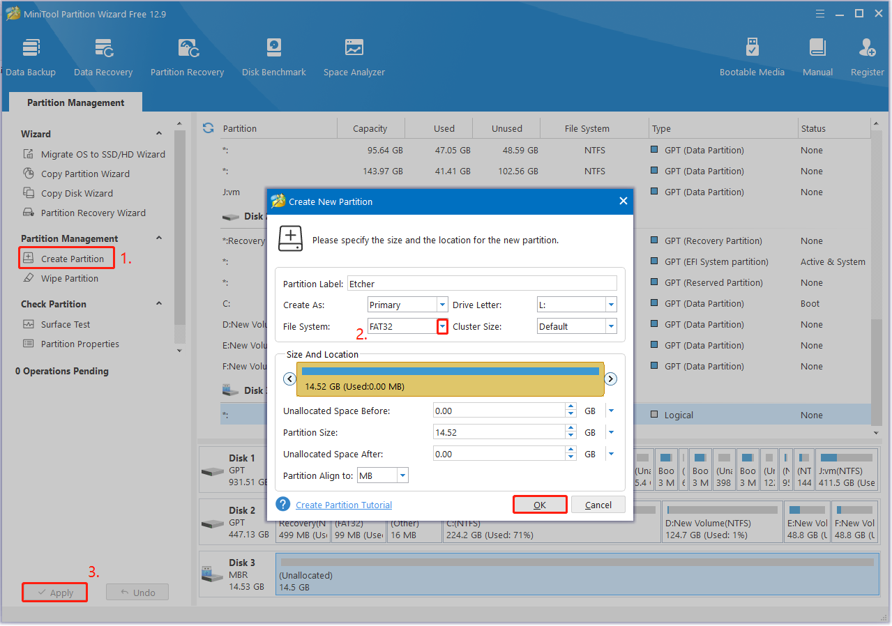 create a partition using Partition Magic