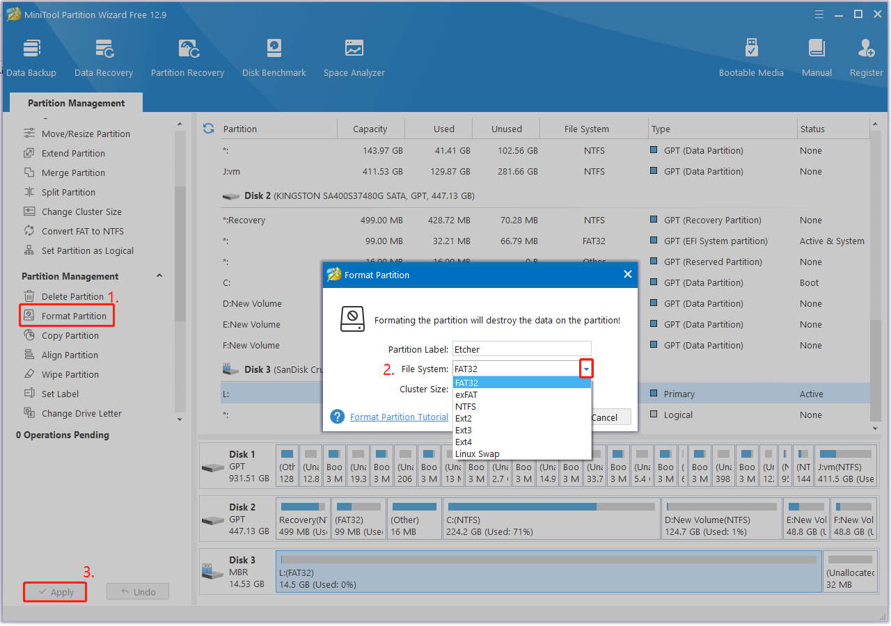 format USB using Partition Magic