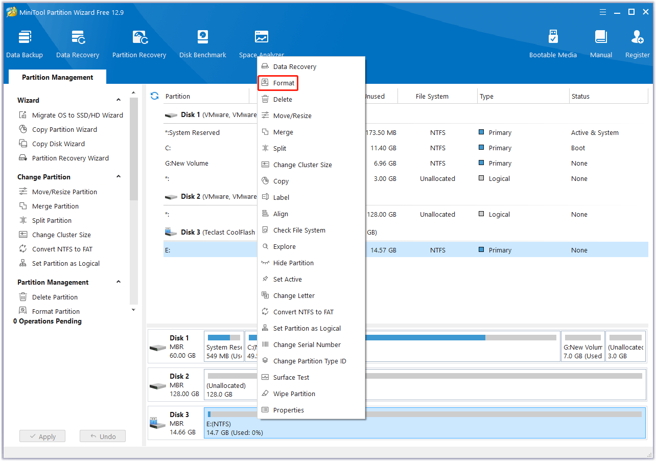 select format MiniTool Partition Wizard