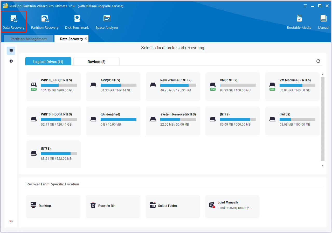 use MiniTool Partition Wizard’s Data Recovery feature