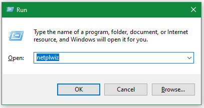 enter netplwiz in the Run box