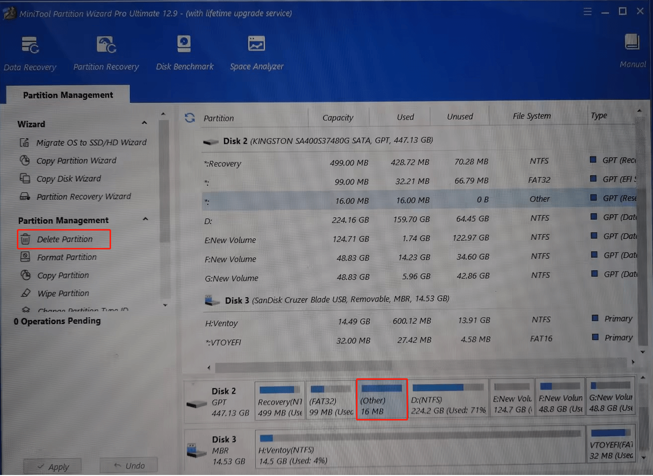 delete Other partition using Partition Magic