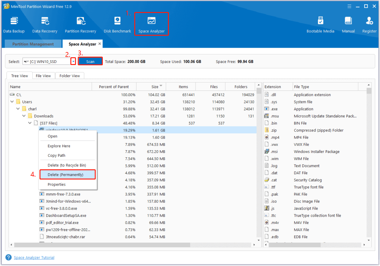 use the Space Analyzer future in MiniTool Partition Wizard