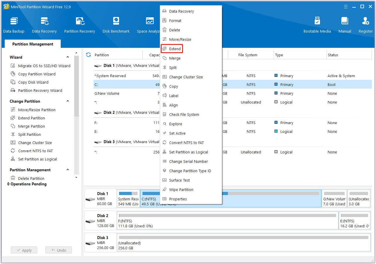 extend a partition MiniTool Partition Wizard