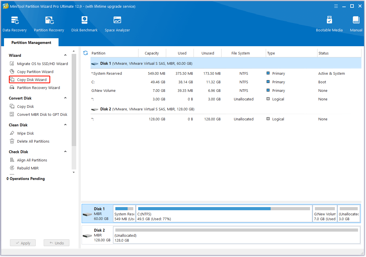 clone disk MiniTool Partition Wizard