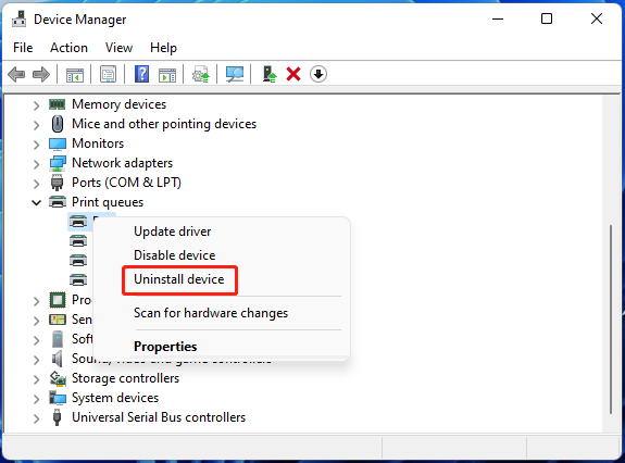 uninstall Print driver in Windows 11