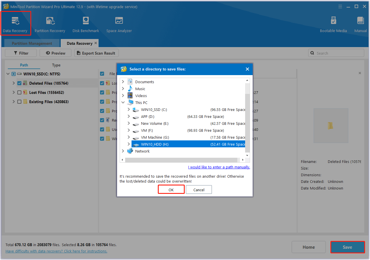 use the Data Recovery feature in MiniTool Partition Wizard