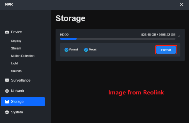 format Reolink HDD