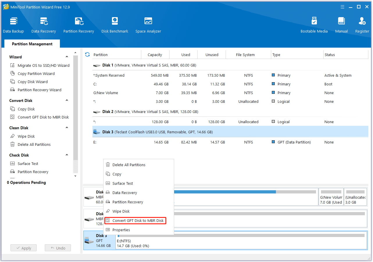 convert GPT to MBR MiniTool Partition Wizard