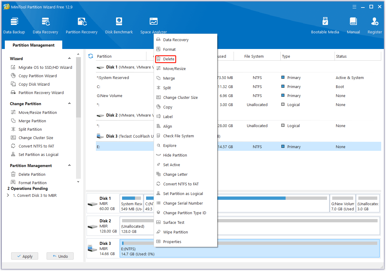 delete a partition MiniTool Partition Wizard