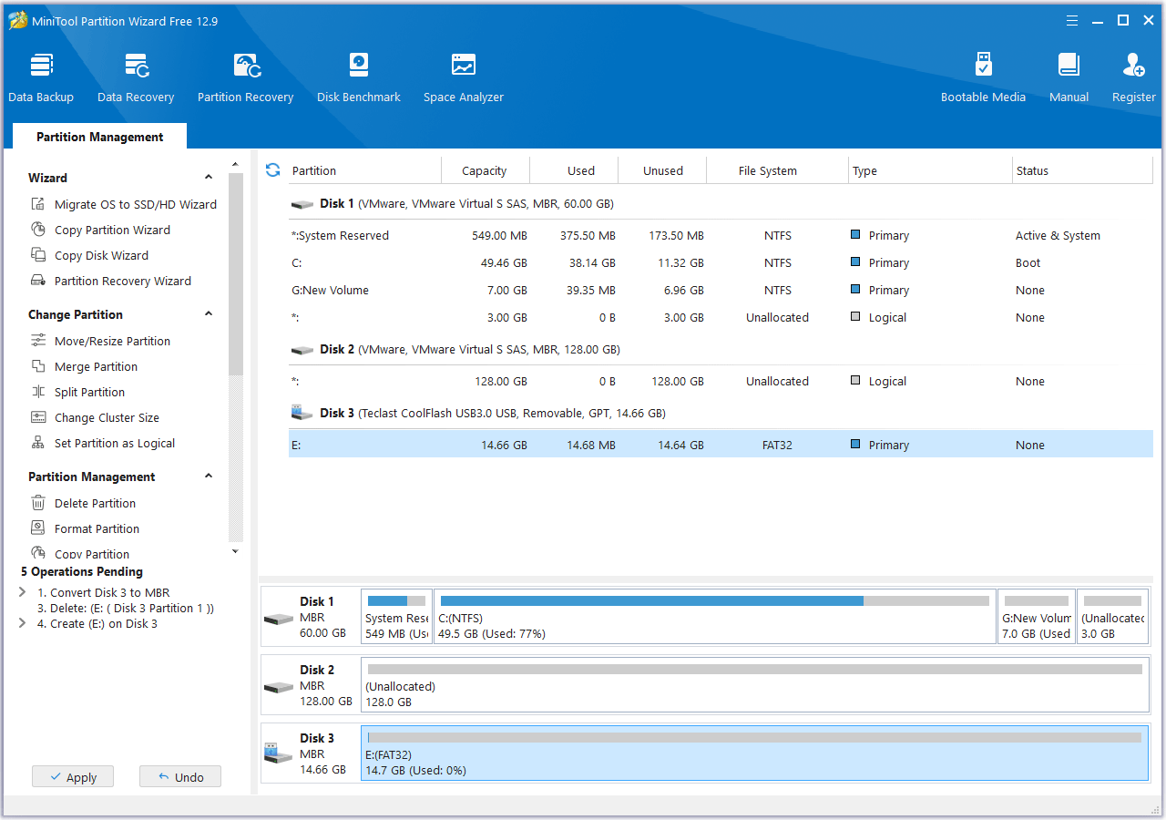 click Apply MiniTool Partition Wizard