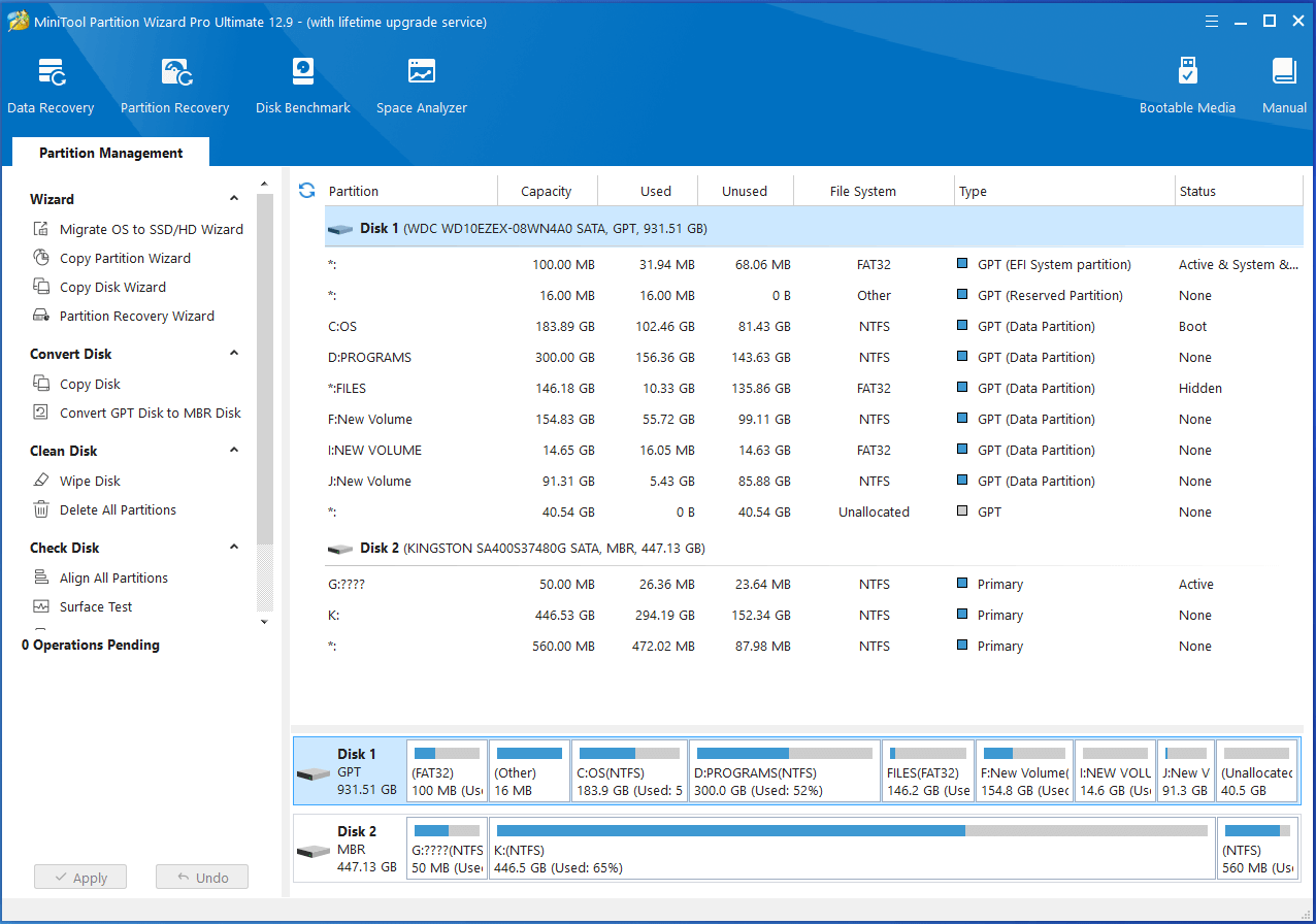 main interface of Partition Magic