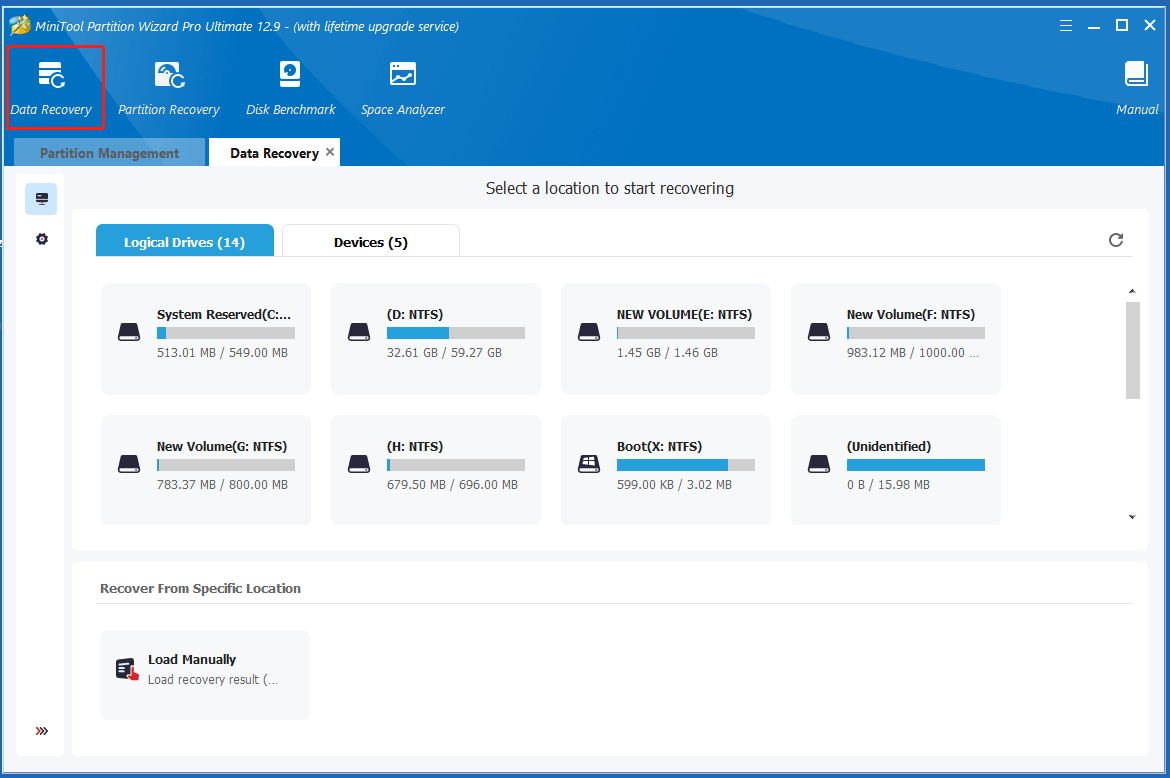 Partition Magic scans the partition or disk for missing data