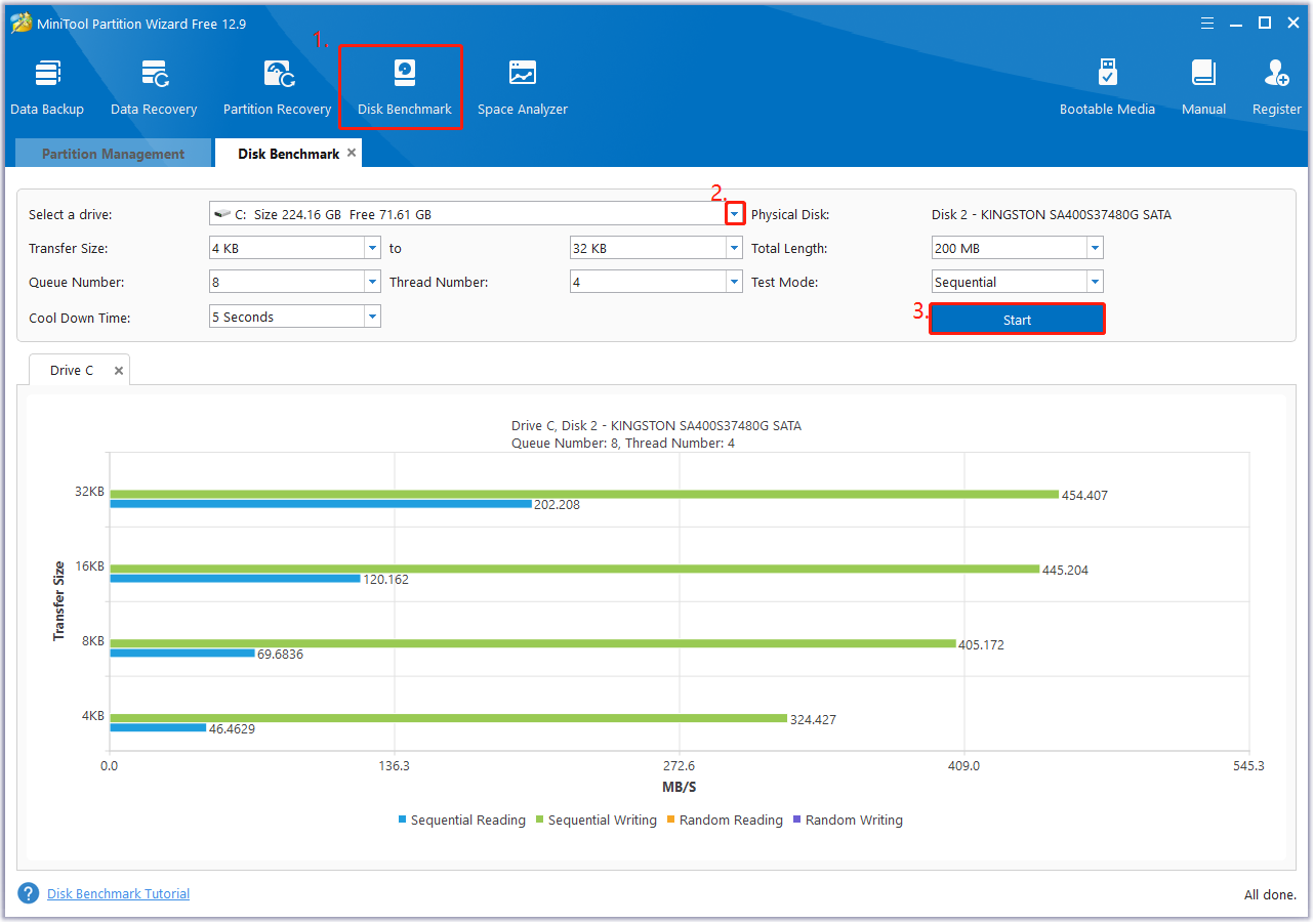 test SSD speed using Partition Magic