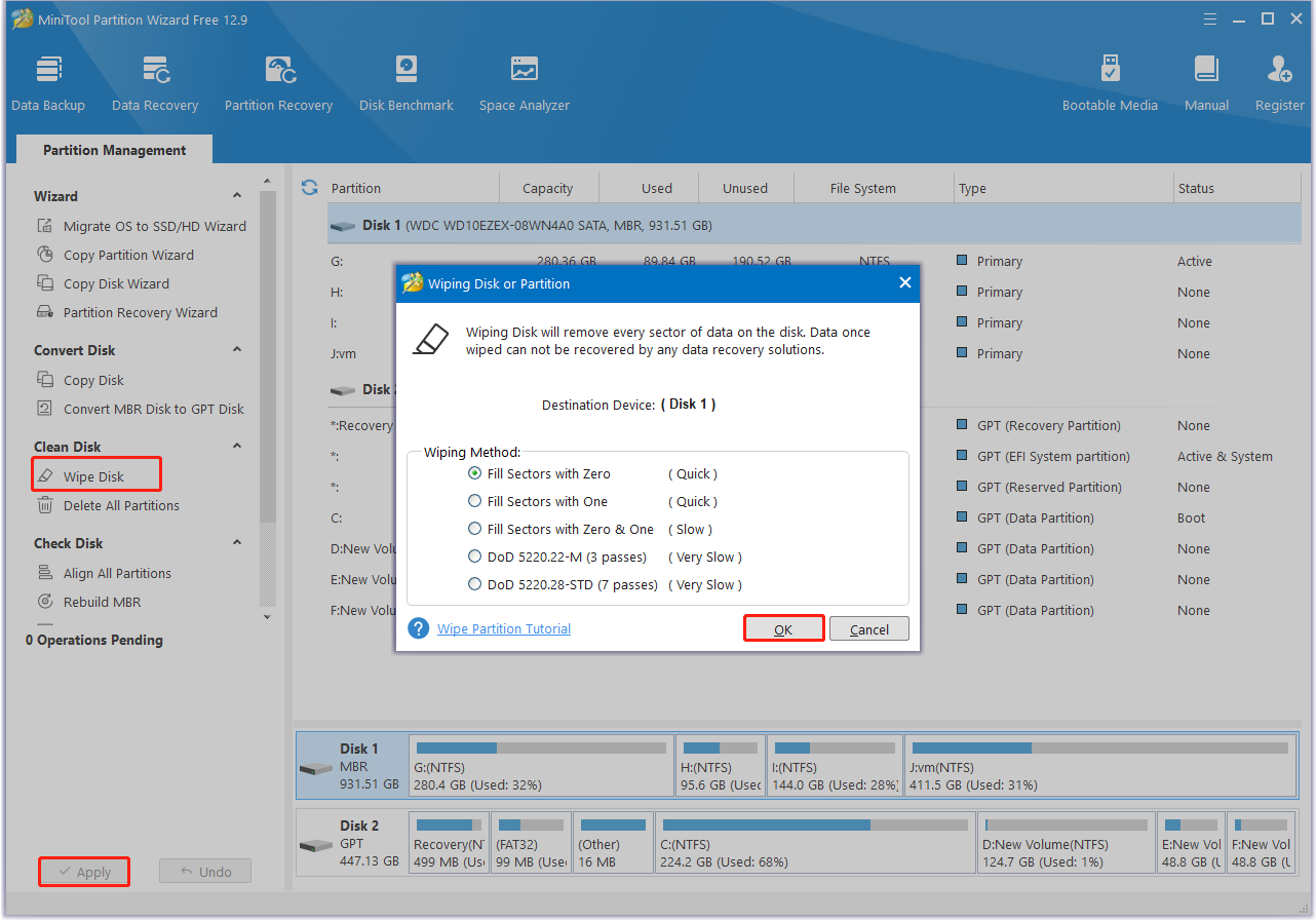 wipe disk using Partition Magic