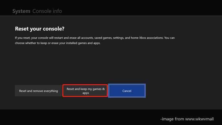 choose Reset and keep my games and apps