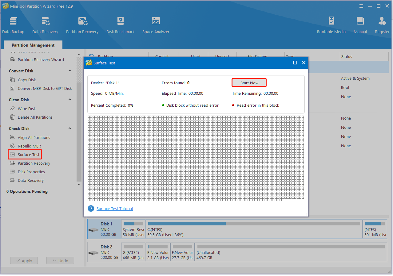 check bad sectors using Partition Magic