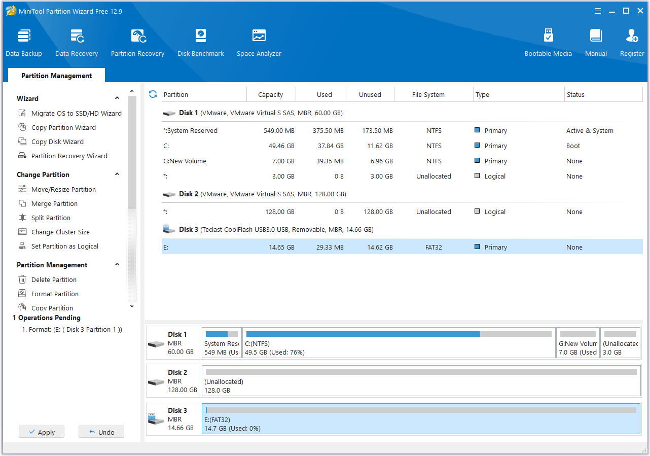 click Apply MiniTool Partition Wizard