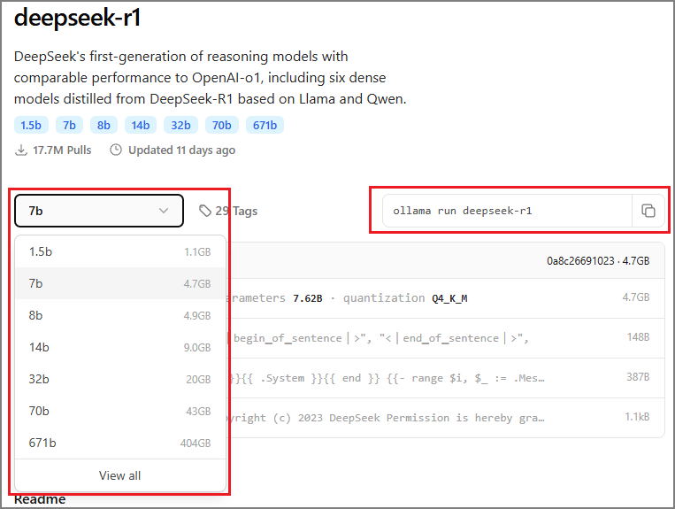 select DeepSeek version to install