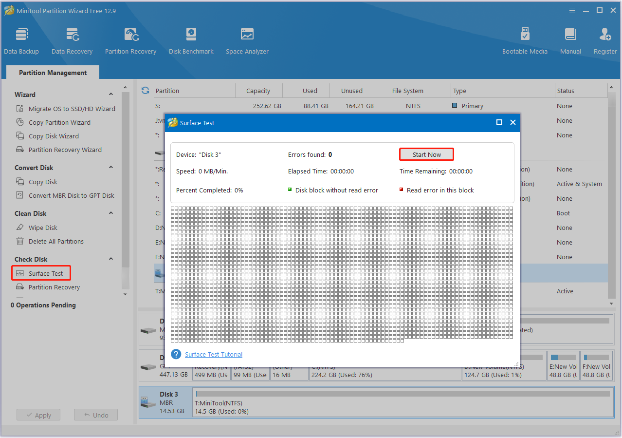 check bad sectors using Partition Magic