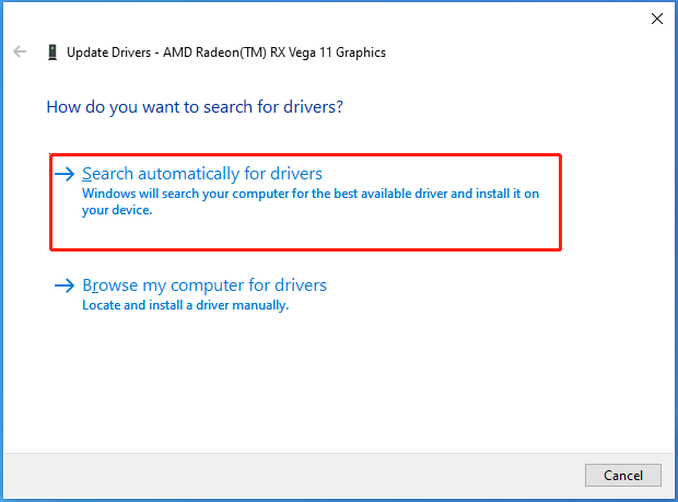 choose a way to update the driver