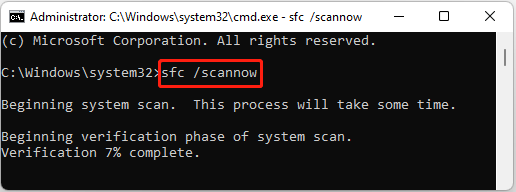 type sfc /scannow