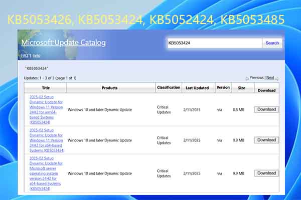 Windows 11 KB5053426, KB5053424, KB5052424: Dynamic Updates