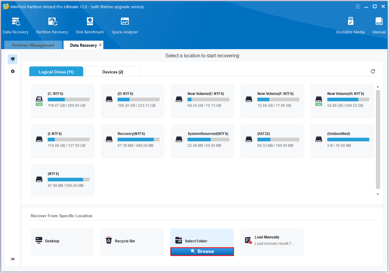 click Browse in MiniTool Partition Wizard