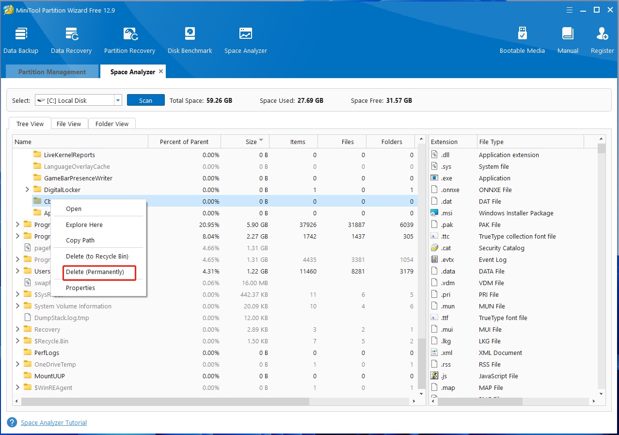 analyze disk space using Partition Magic