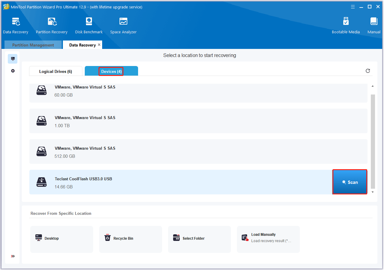 scan the Minolta camera’s SD card using MiniTool Partition Wizard