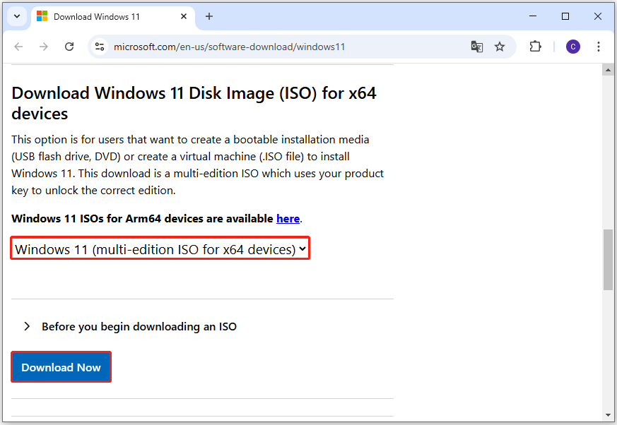 click Download Now to get Windows 11 ISO file
