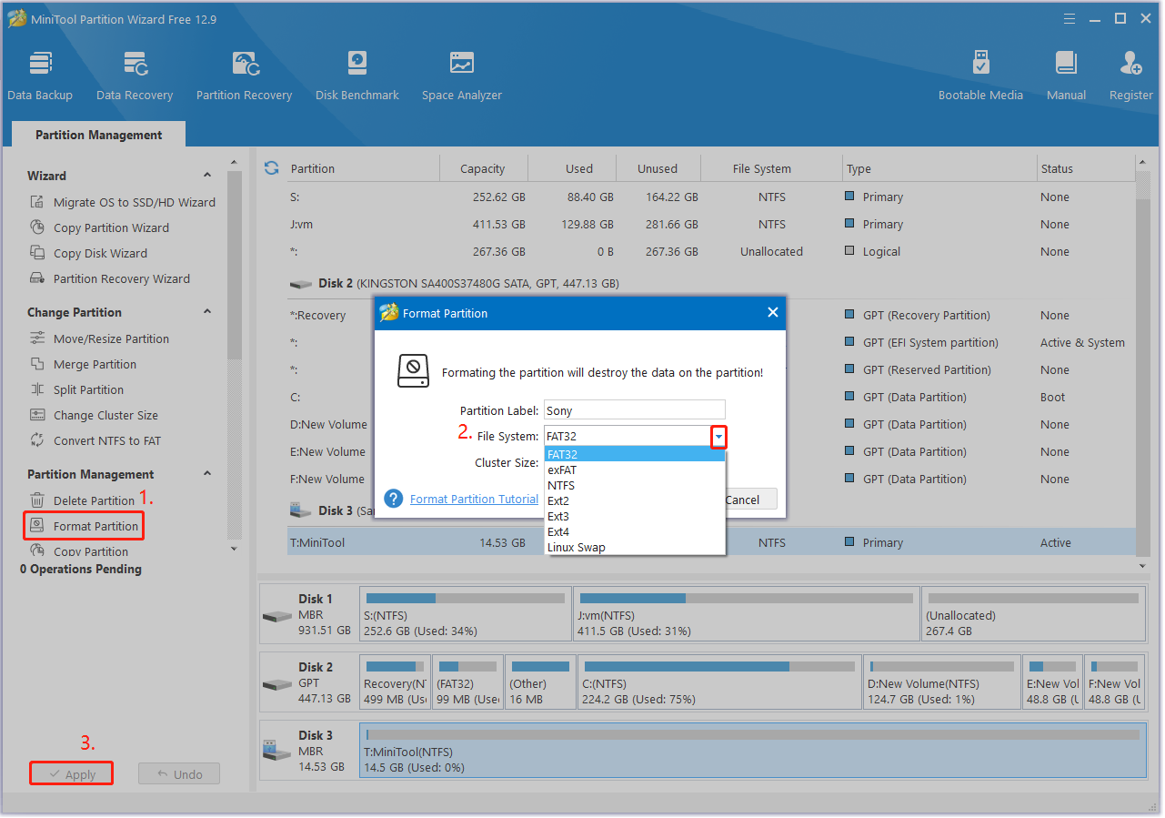 format memory card using Partition Magic