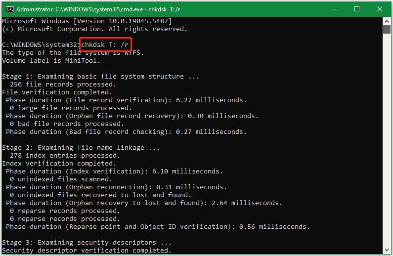 run CHKDSK to check bad sectors on the SD card