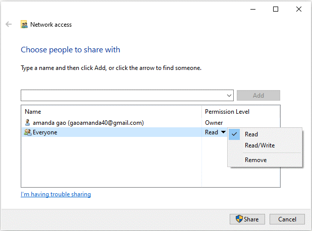 use a shared folder