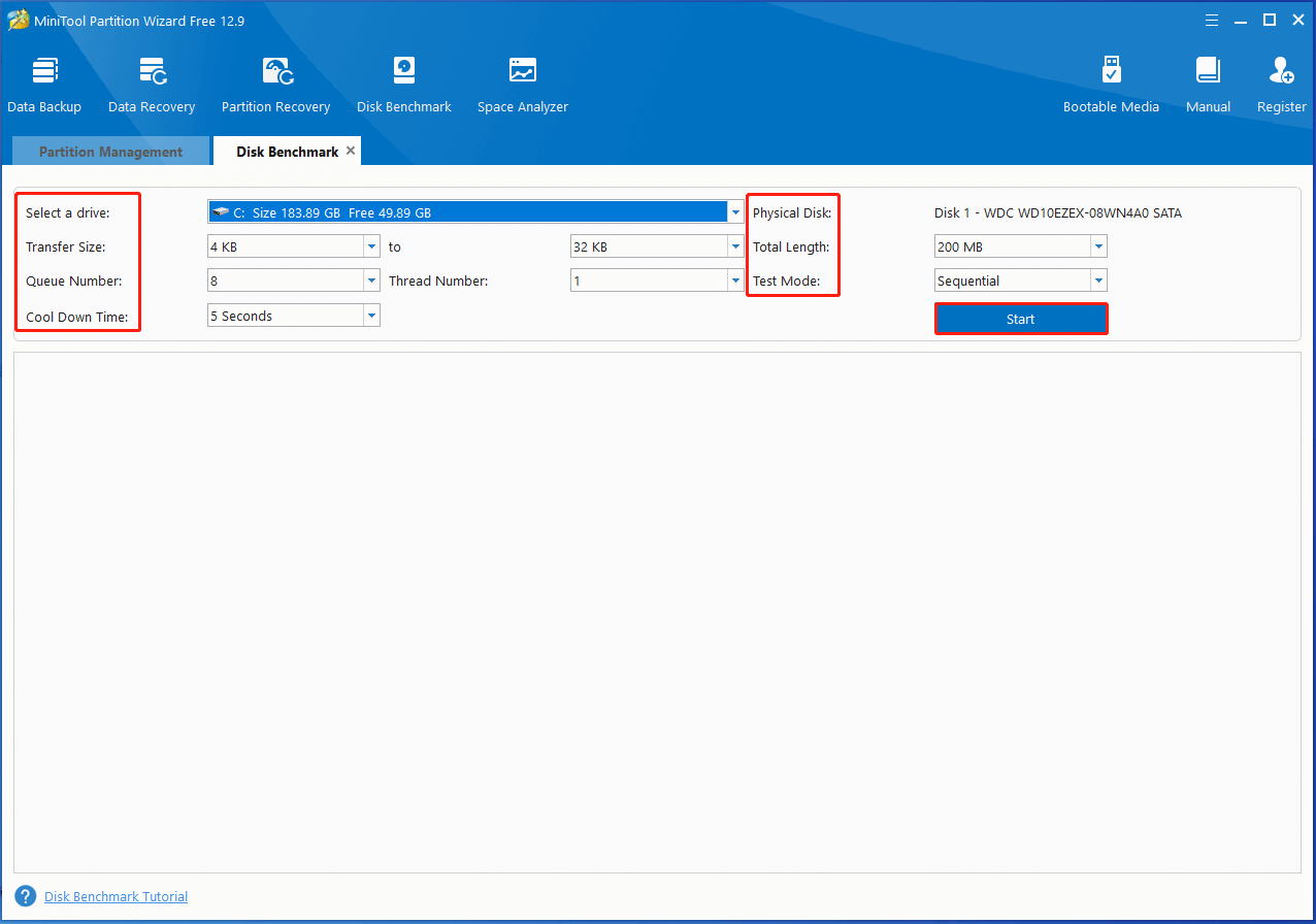 configure settings and let Partition Magic start the test