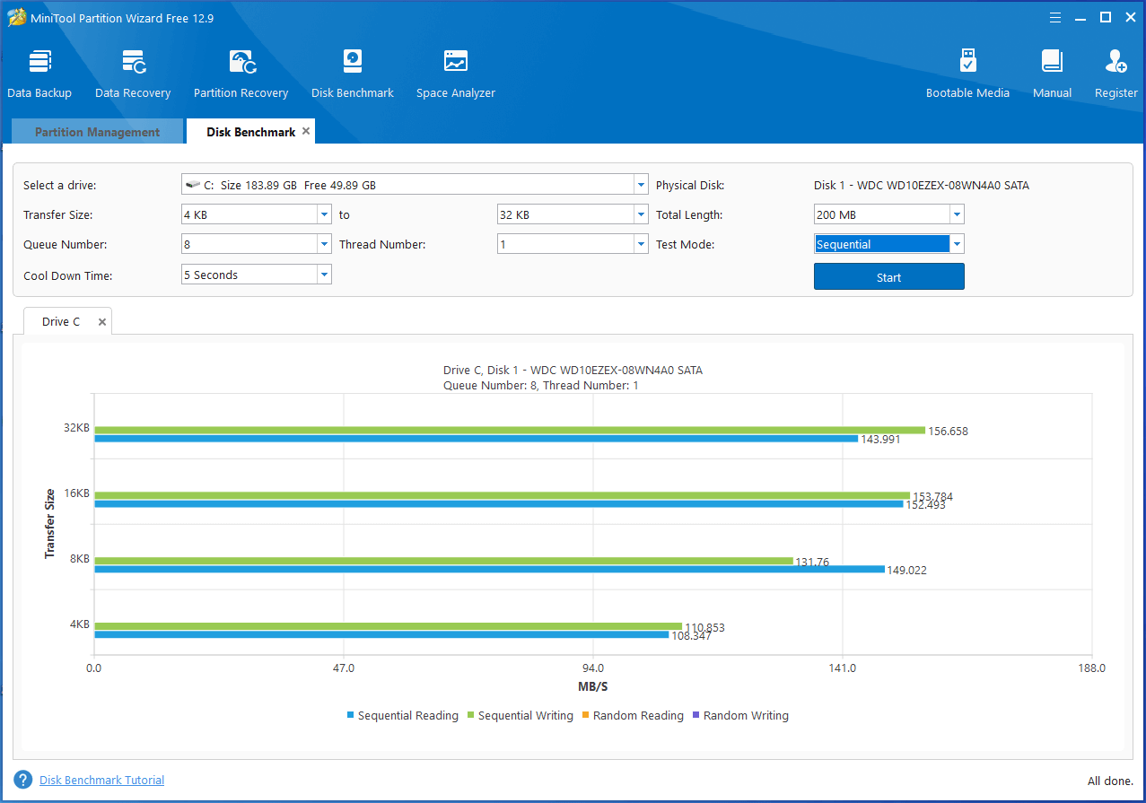 view the test result offered by Partition Magic