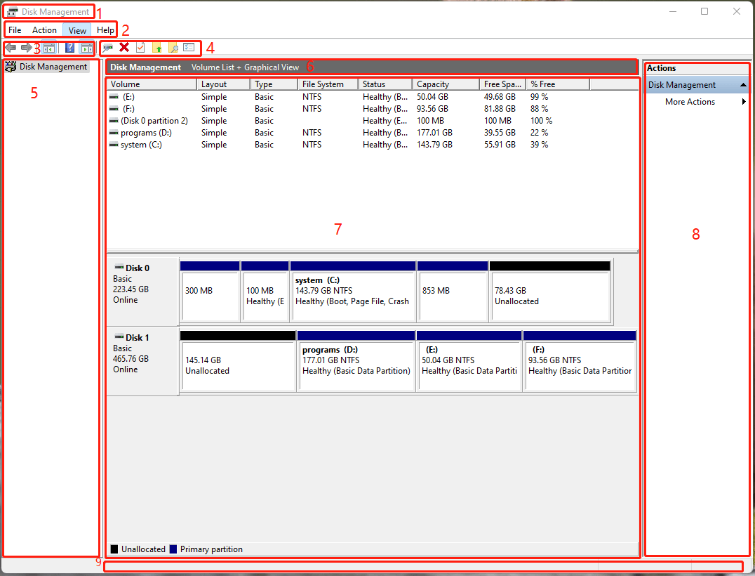 Disk Management complete layout