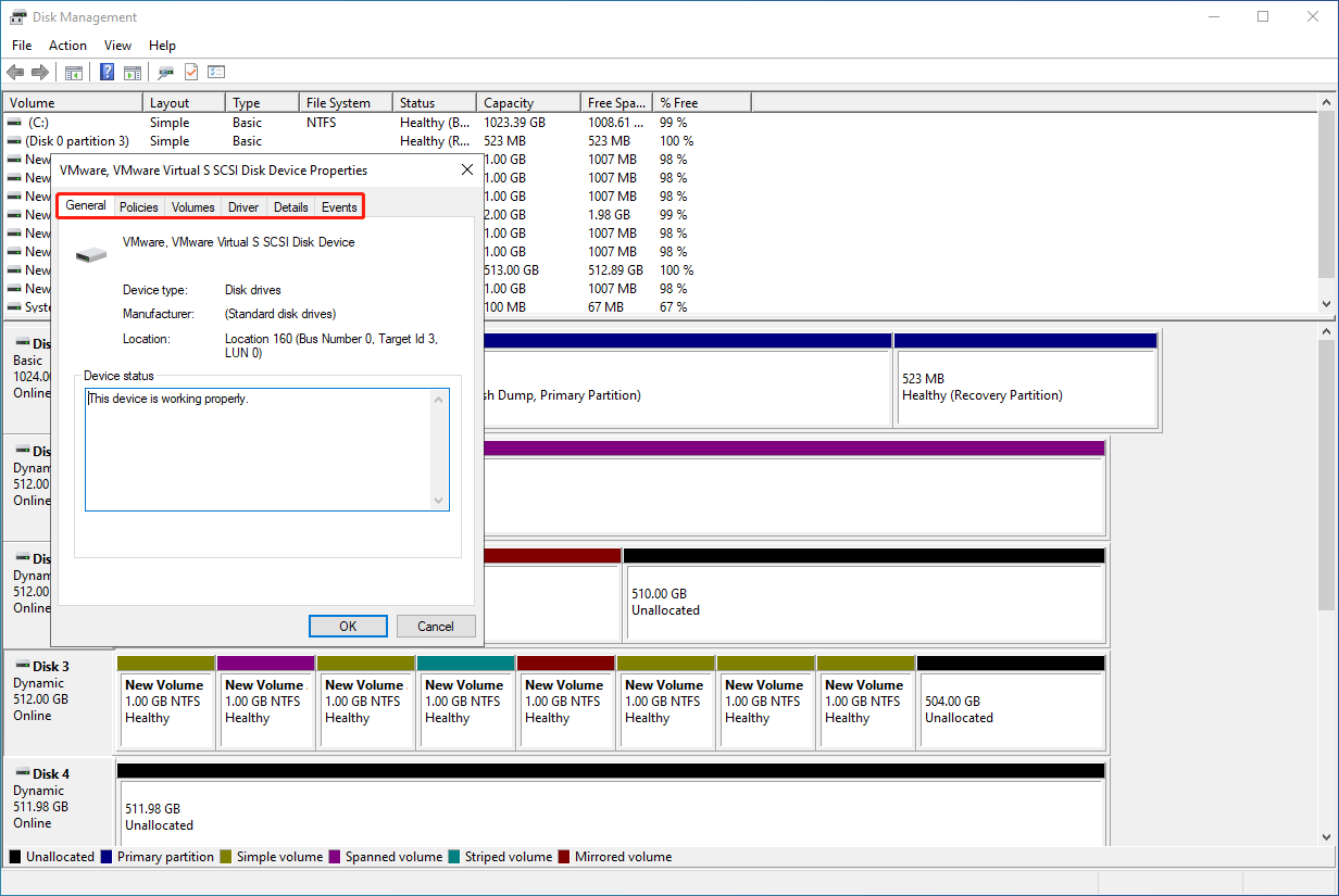 properties of a dynamic disk