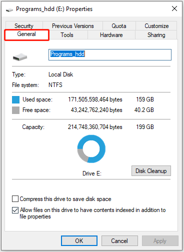 view the information displayed in volume properties