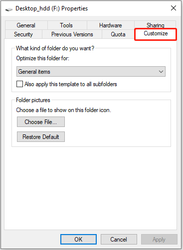 choose a file type to customize its folder icon