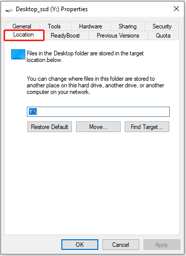 go to location to change the file location of certain system files