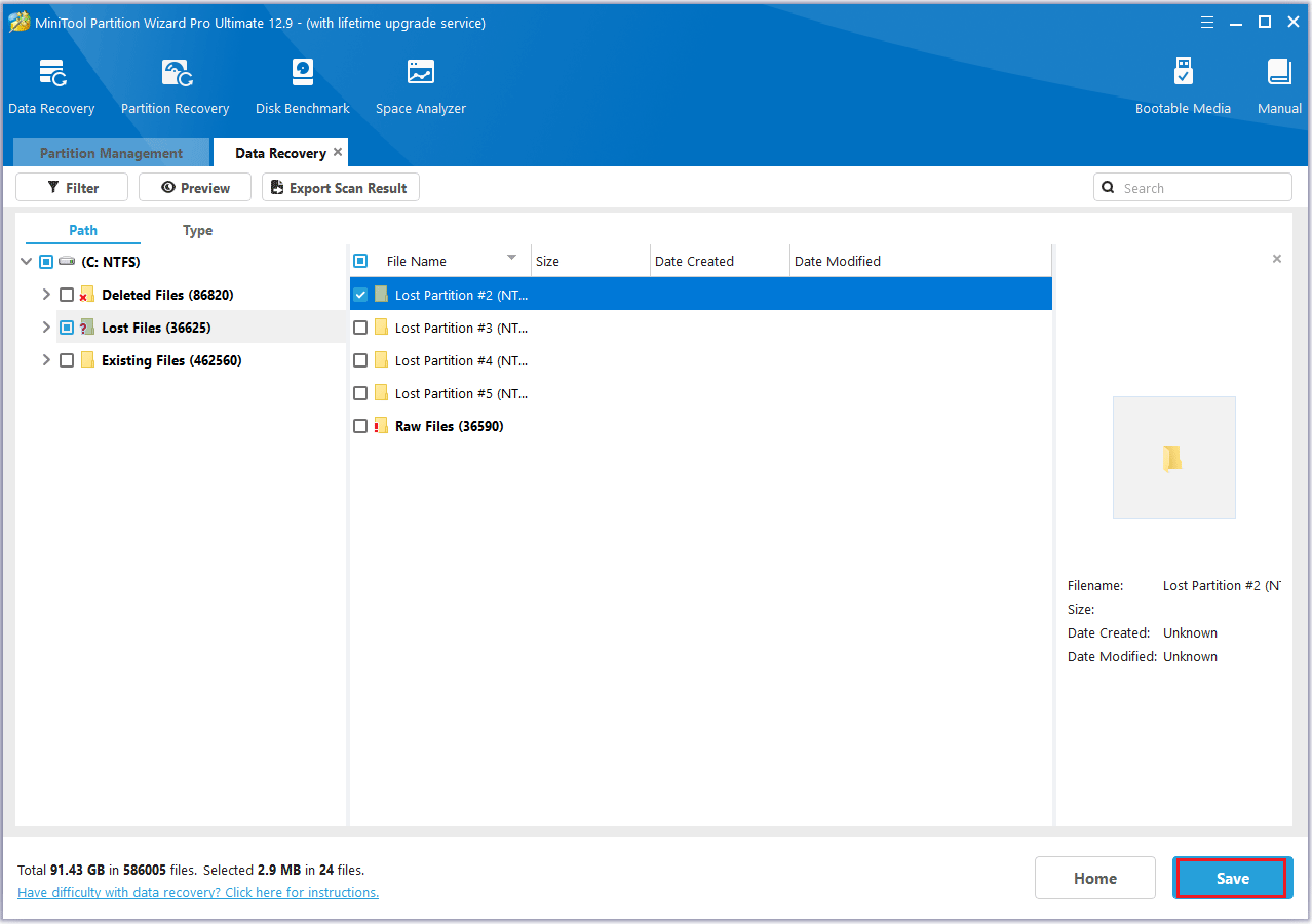 click Save button in MiniTool Partition Wizard