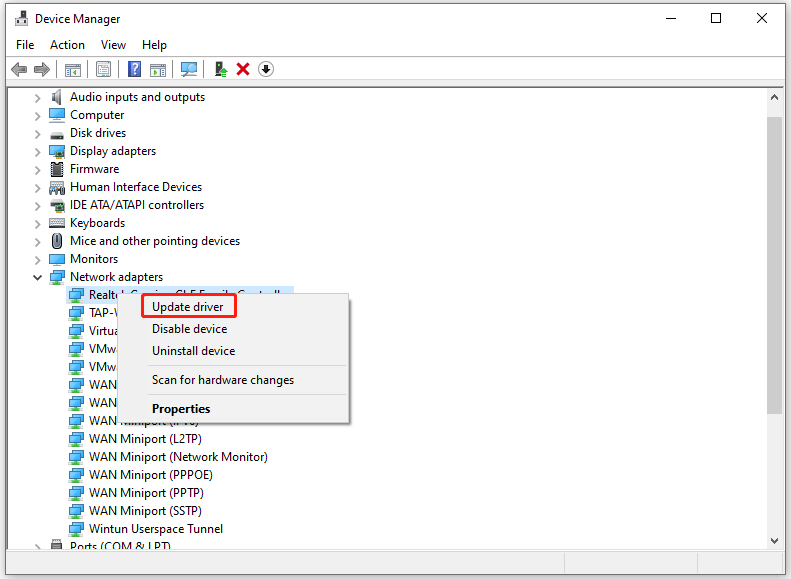 update the network driver